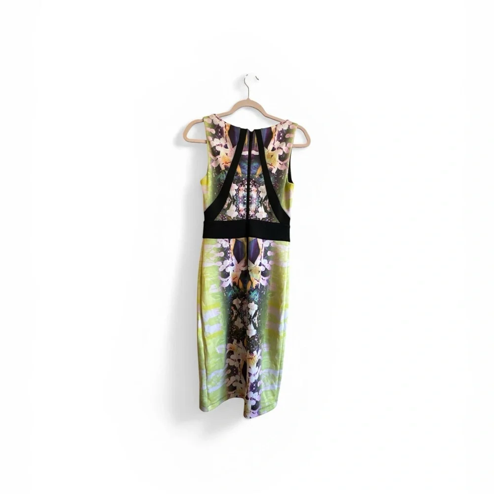 Bebe Floral Cutout Bodycon Dress in Multicolor TieDye Y2K Size Small